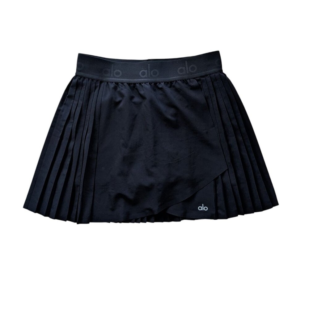 ALO Yoga Black Pleated Skater Skirt